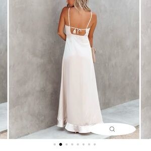 VICI Undeniable Love Satin Ruffle Maxi Dress - Champagne